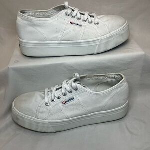 Superga Women's Classic White Platform Sneakers Size 10 (UK 41.5)
